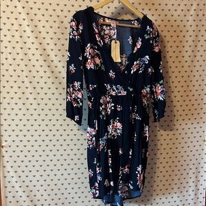 Band of Gypsies Black Floral Long Sleeve Dress